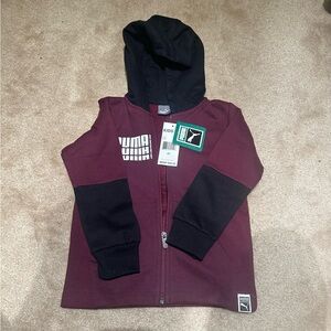 Puma toddler Boys Hoodie size 4 black/maroon NEW